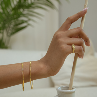 Model wearing Arabic bracelet bangles