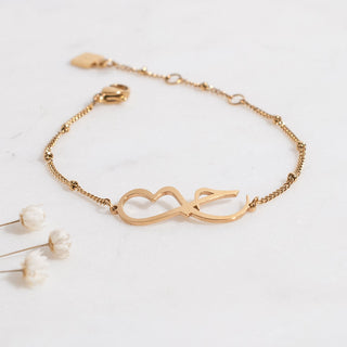 Arabic gold bracelet with chain and infinity love symbol